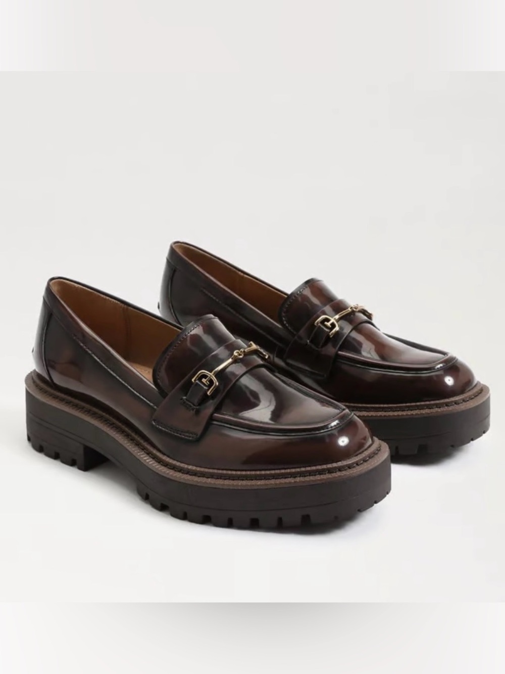 Sam Edelman Laurs Lug Sole Loafers in Chestnut brown size 8.5 shoes women - Picture 2 of 15
